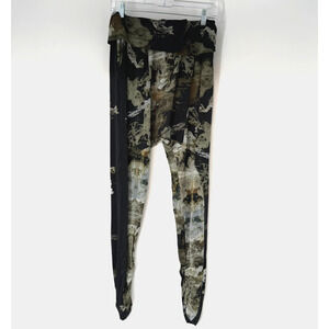 Hanne Bloch Womens 1 US S Black Olive Green Floral Tapered Stretch Scandinavian